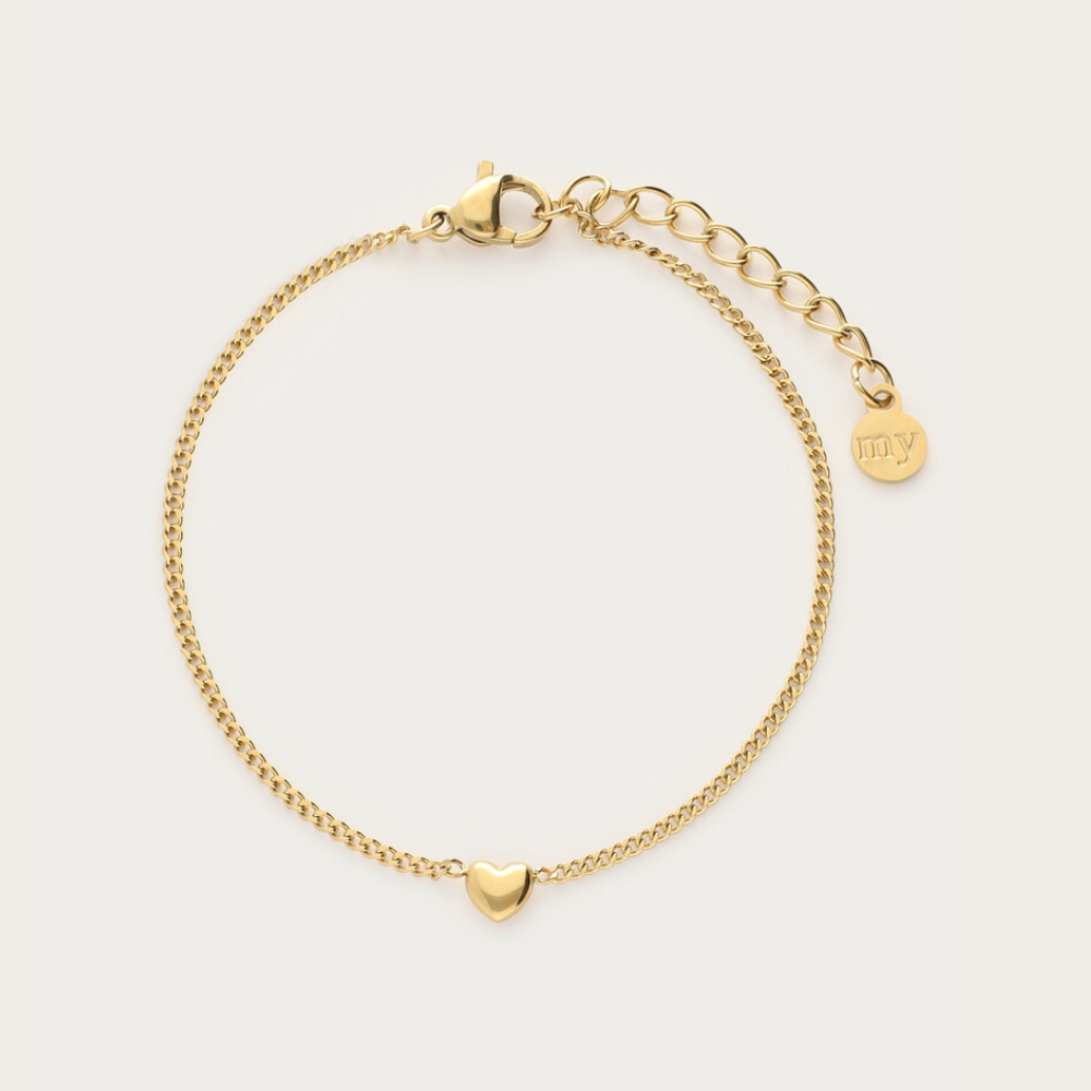 Guld armbånd med ét hjerte fra My Jewellery