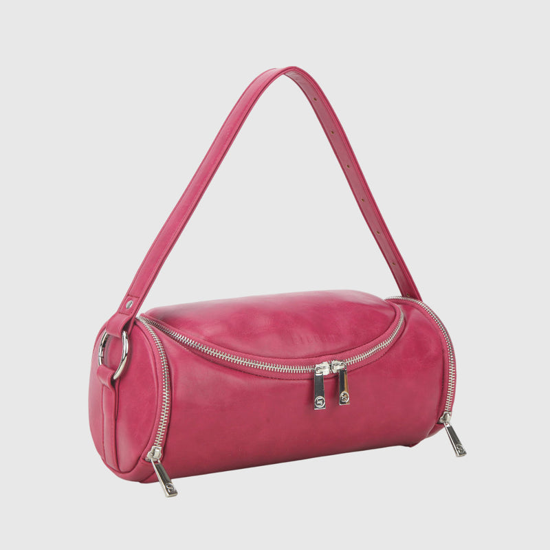 Pink skuldertaske med aftagelig kort rem