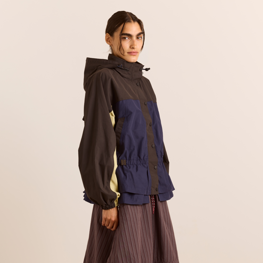 Damson Madder Athena Raincoat Navy Sage Mix