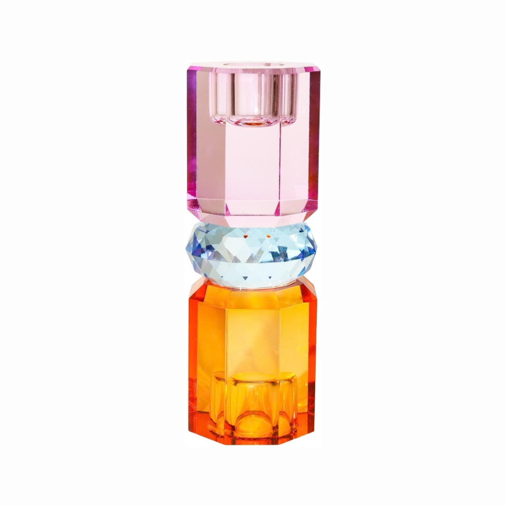 C'est Bon Krystal Lysestage Rav/Blå/Violet 15x5,5x5,5 cm #34