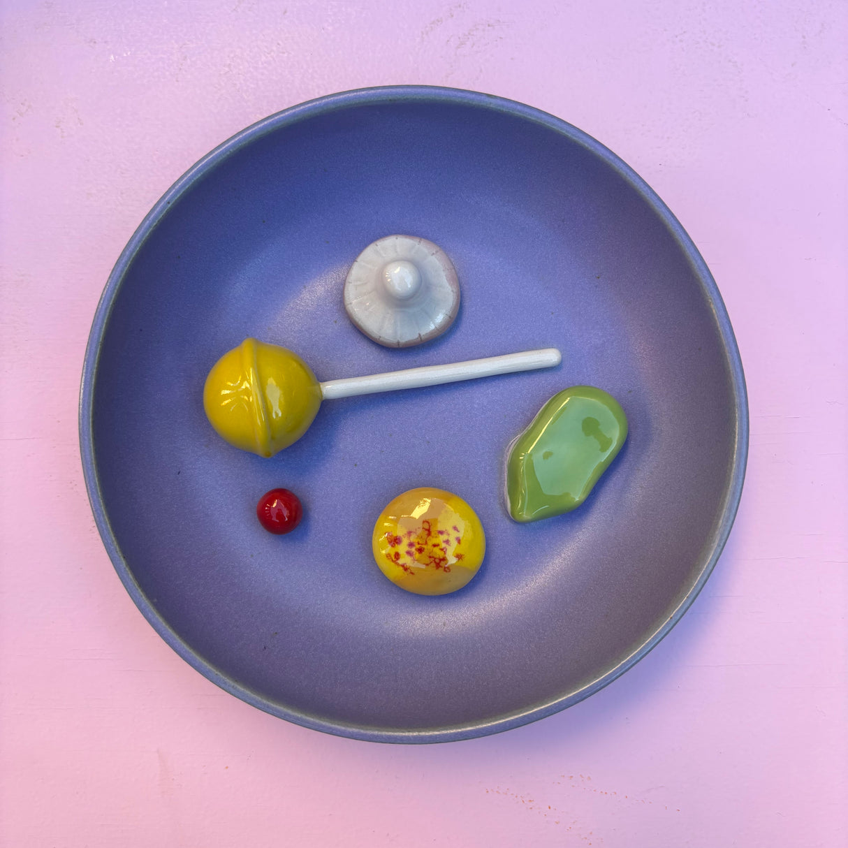 Julie Ebens Slikskål Lilla Gul Slikkepind Skumfrø #15