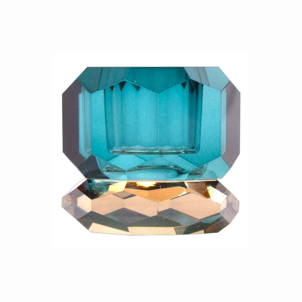 C'est Bon Krystal Lysestage Petrol/Champagne 4,5x4,5x4,5 cm #39