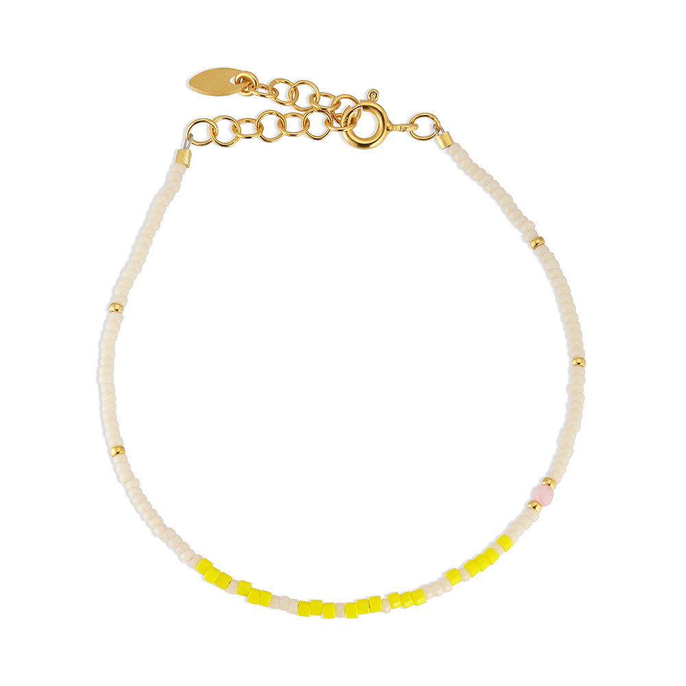 BY THIIM Perlearmbånd Gemte Tanker Morsekode - Mor (gul)