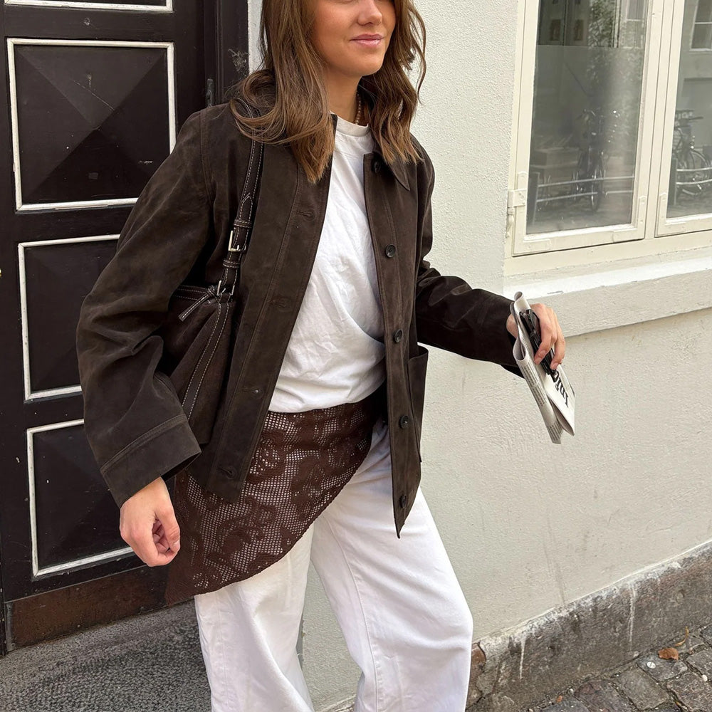 Beck Söndergaard Croflora Triangle Scarf Hot Fudge Brown