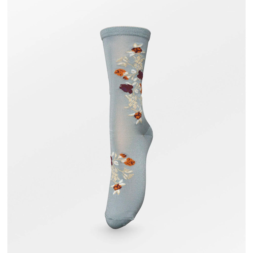Beck Söndergaard Fleuriora Visca Strømper Sølv Blå Blomster