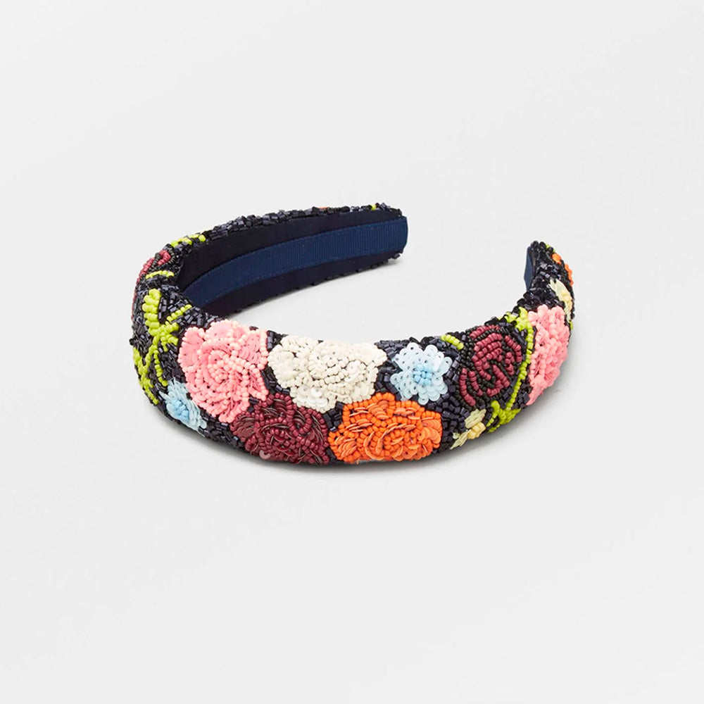 Beck Söndergaard Fleuriora Wide Beaded Hairbrace Black Flower