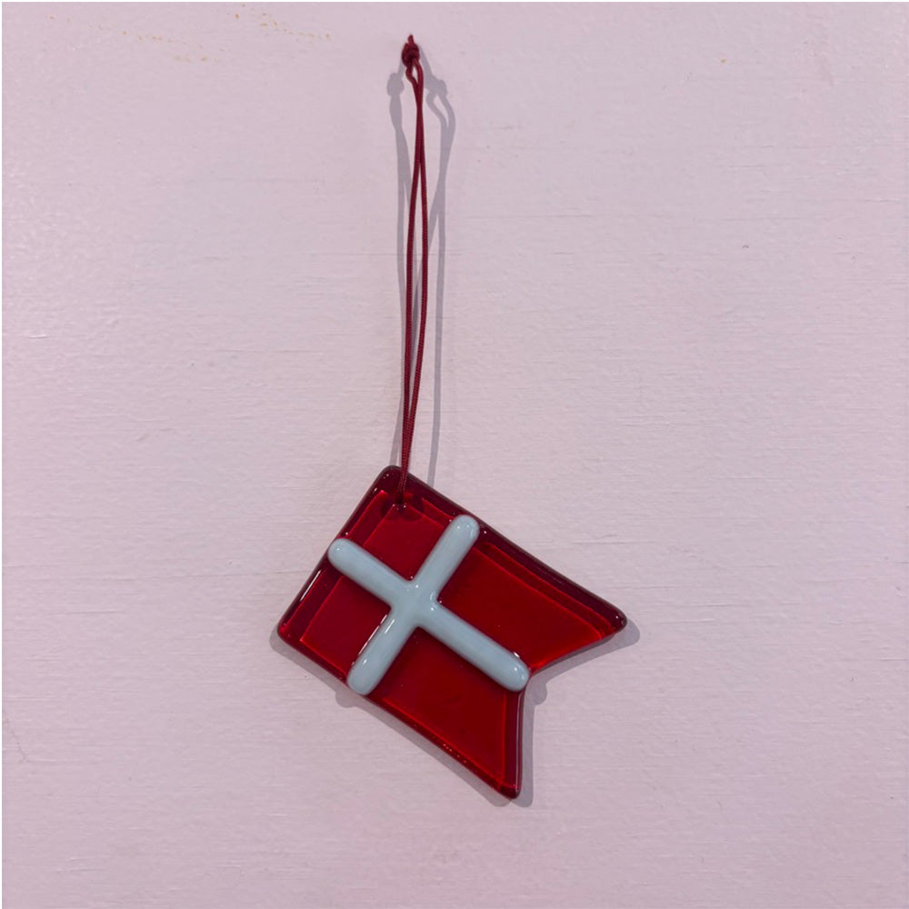 Birk Glas Julepynt Glas Ornament Flag Danmark