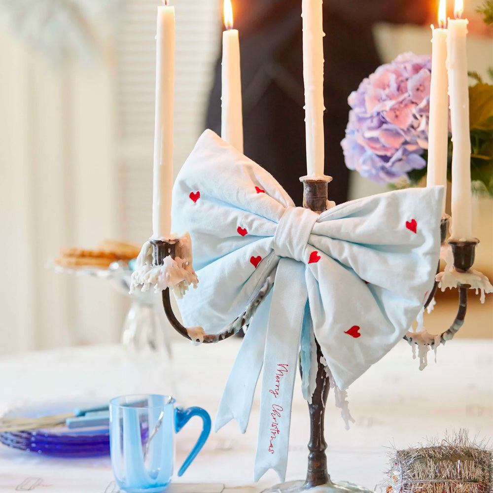 Blåmst Julepynt Sløjfe Hjerter Lyseblå