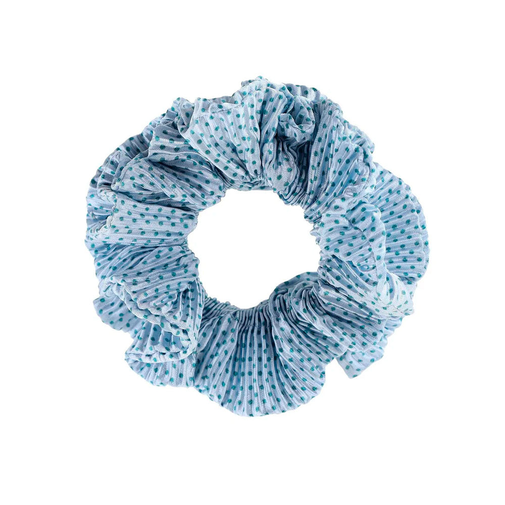 By Stær Kaisa Scrunchie Lyseblå Blå Prikker Hårelastik