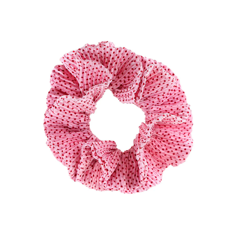 By Stær Kaisa Scrunchie Rosa Røde Prikker Hårelastik