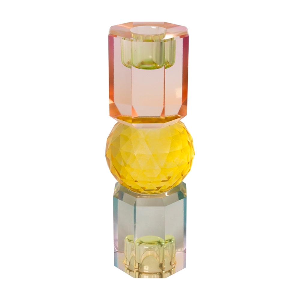 C'est Bon Krystal Lysestage Lysebrun/Smør/Mint 16,5x6x6 cm #2