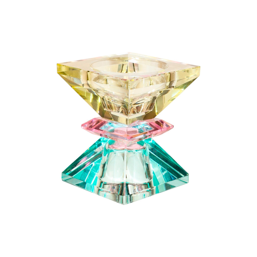 C'est Bon Krystal Lysestage Pyramide Lysegul/Pink/Lys Mint 7,5x6x6 cm #10
