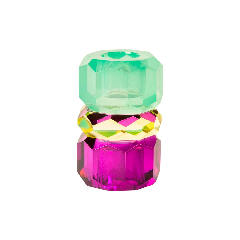 C'est Bon Krystal Lysestage Blomme/Neon/Opal 7,5x4,5x4,5 cm #5