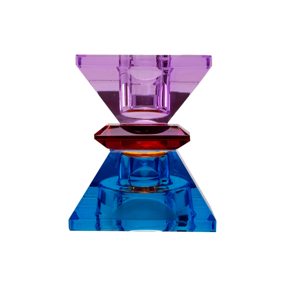 C'est bon Krystal lysestage pyramide violet/kobolt/rav 7,5x6x6 cm #37