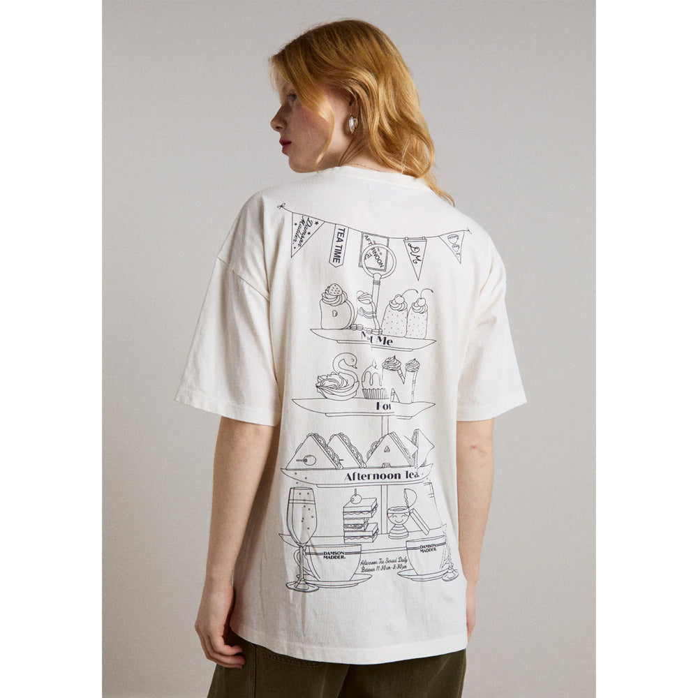 Damson Madder Afternoon Tea Boyfriend T-shirt White