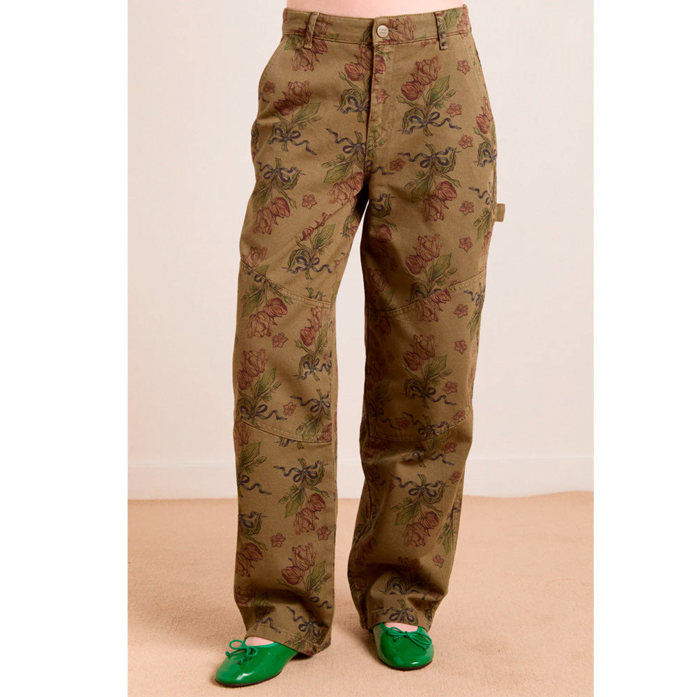 Damson Madder Drew Jeans Khaki Blomsterprint