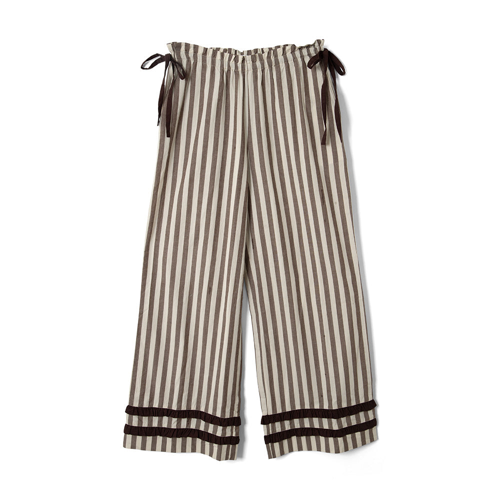 Damson Madder Izzy Pyjamas Sæt Choc Ecru Stripe