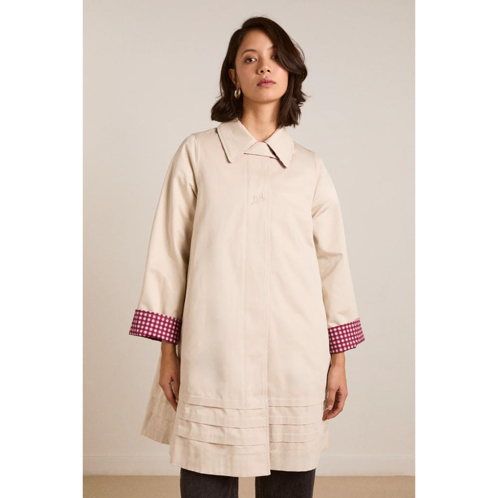 Damson Madder Mercedes Bow Reversible Trench Gingham & Ecru