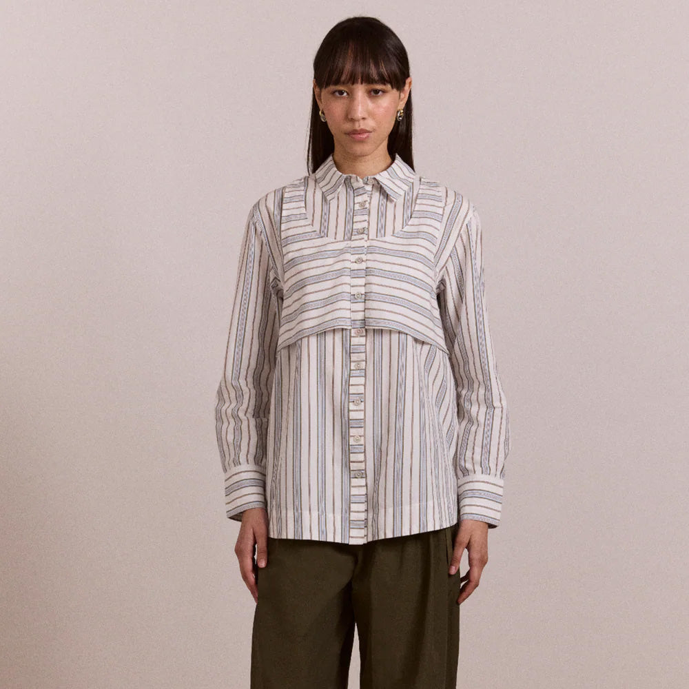 Damson Madder Valeria Double Layer Shirt Caraway Stripe