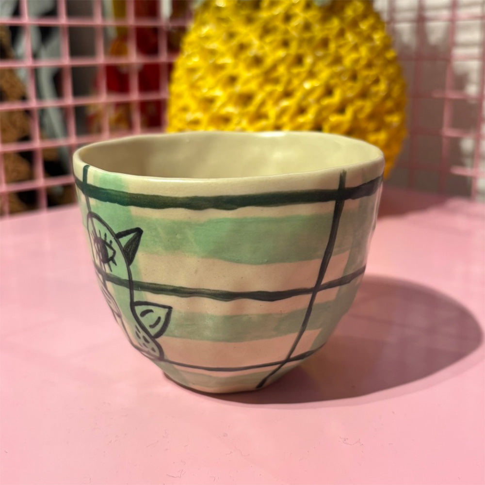 Falkeblik Keramik Kop Cortado" Fugl" Striber