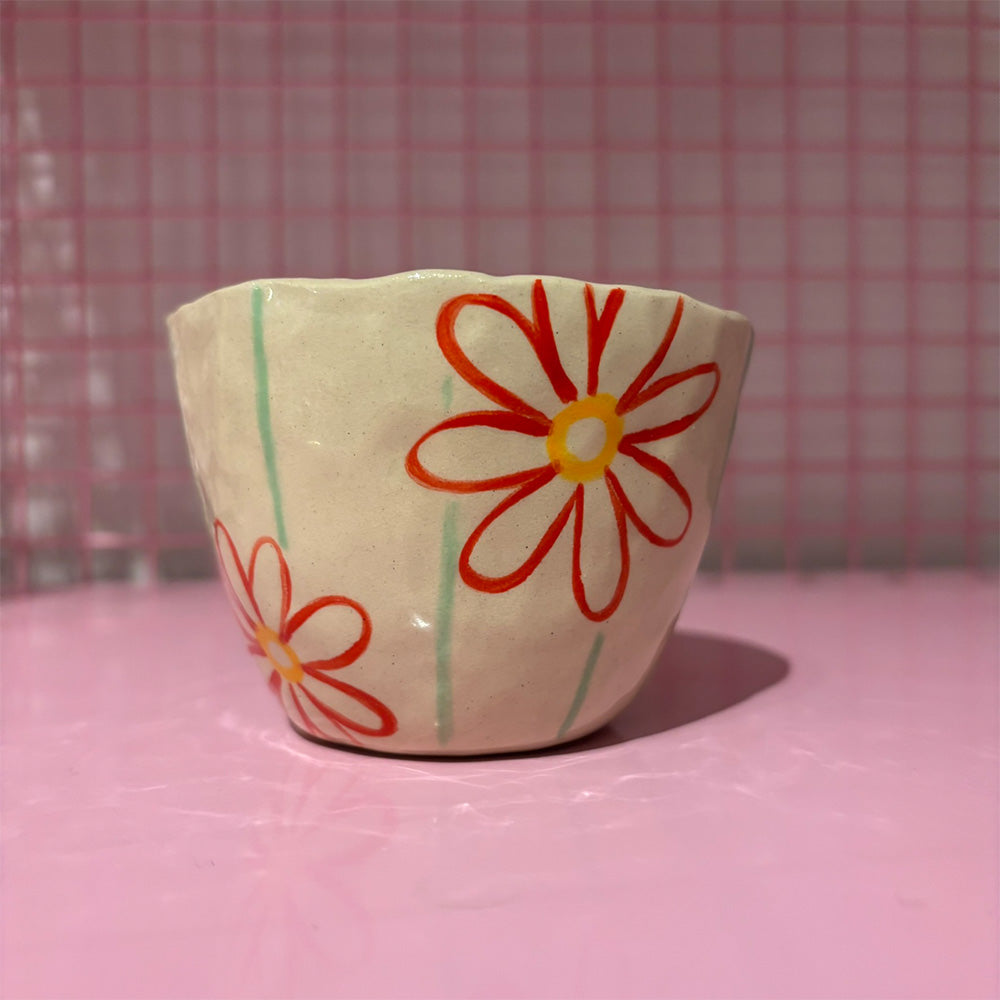 Falkeblik Keramik Kop Cortado "Pyt" Blomster