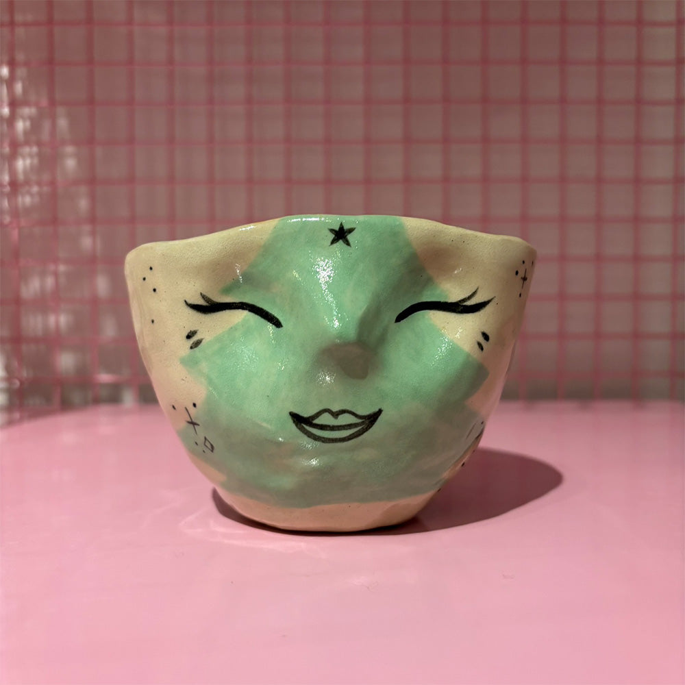 Falkeblik Keramik Kop Grønt Juletræ Dalende Sne & Kælk