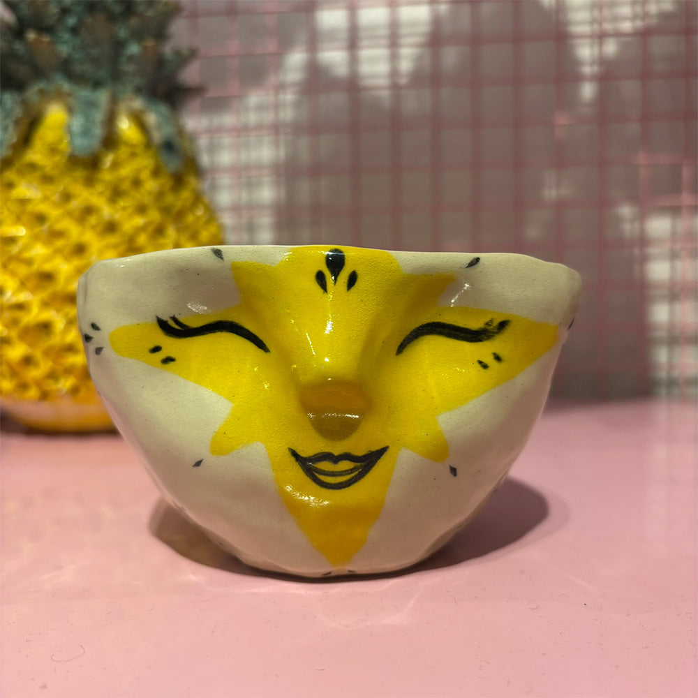 Falkeblik Keramik Kop Gul Ansigt Ugle