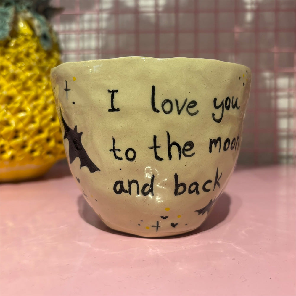 Falkeblik Keramik Kop Lyseblå Ansigt To The Moon