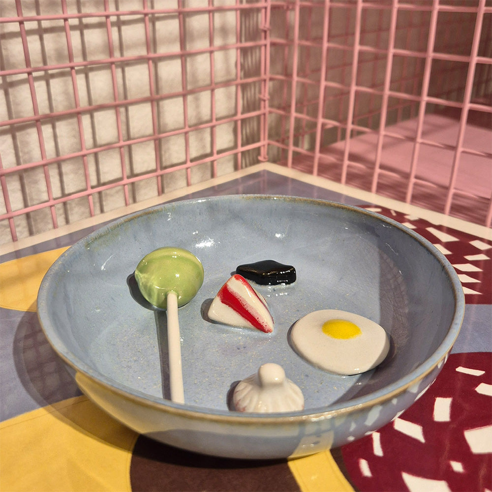 Julie Ebens Slikskål Babyblå Grøn Slikkepind Spejlæg #27