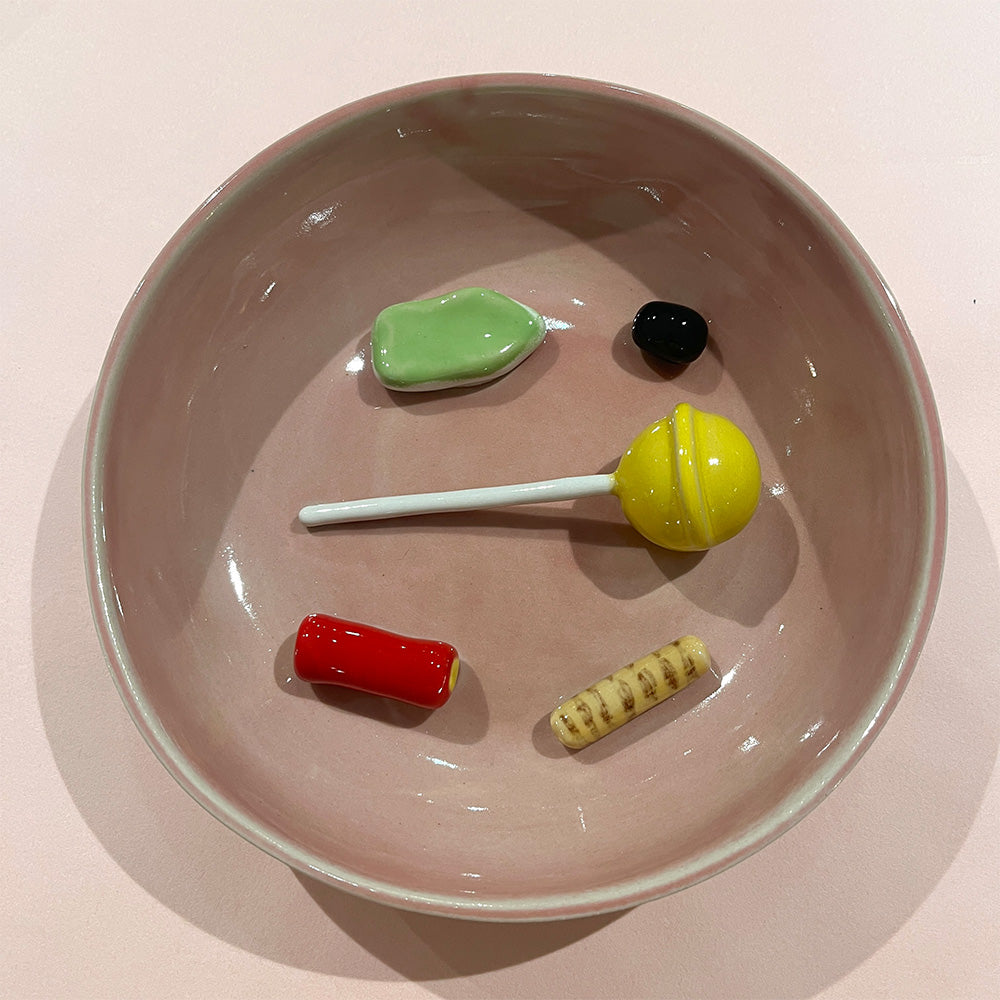 Julie Ebens Slikskål Lyserød Gul Slikkepind Skumfrø #40