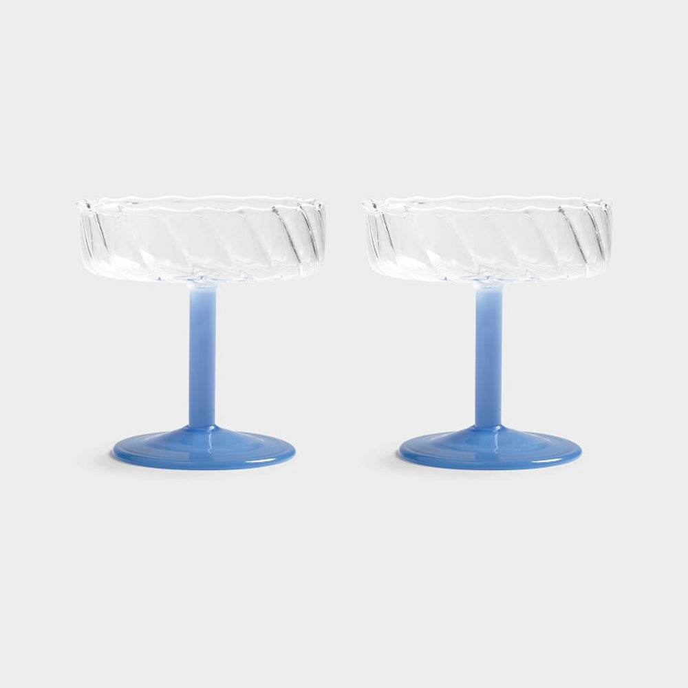 &Klevering Champagne/Cocktailglas Coupe Twirl Blå 2 Stk.