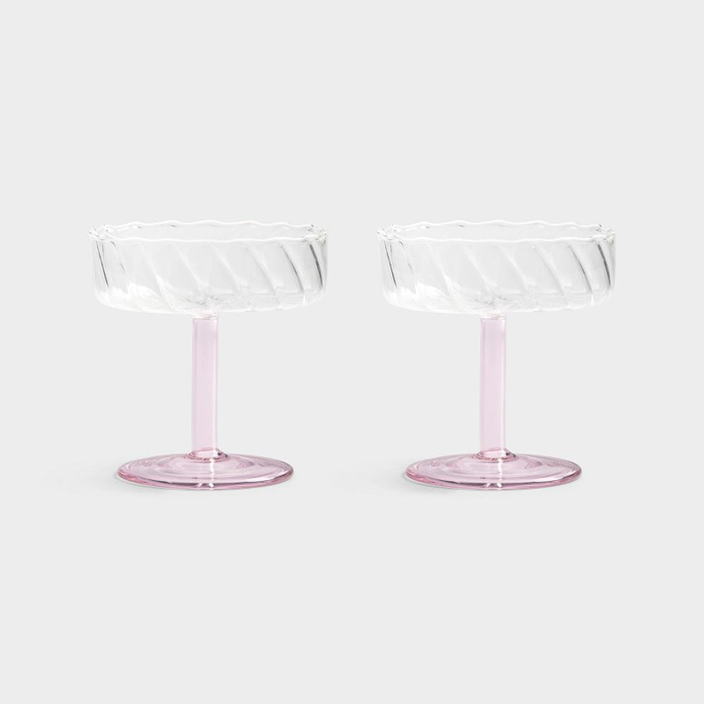 &Klevering Champagne/Cocktailglas Coupe Twirl Klar Pink 2 Stk.