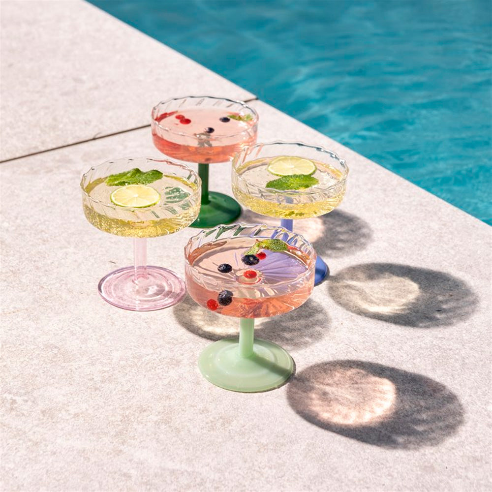 &Klevering Cocktail/champagneglas Coupe Twirl Mørkegrøn 2 Stk.