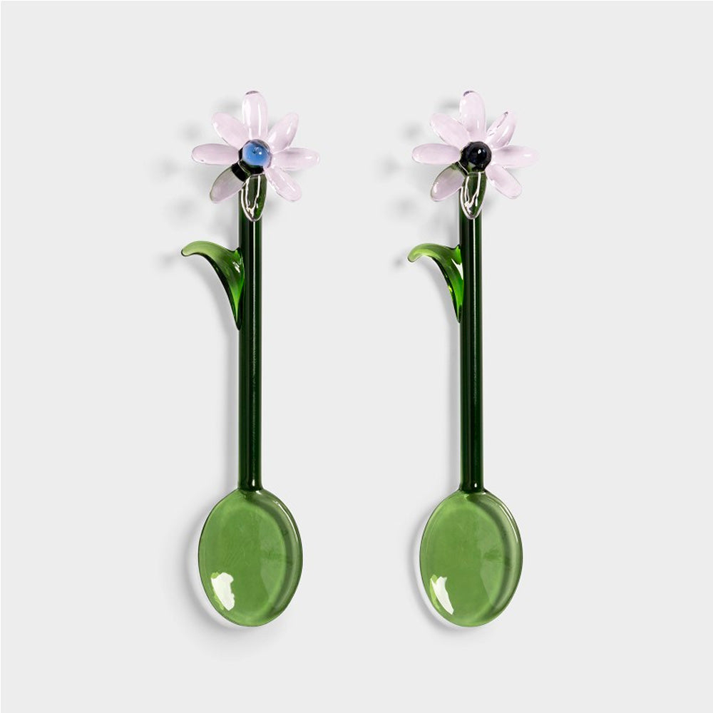 &Klevering 2 stk. Glasskeer Lyserøde Blomster