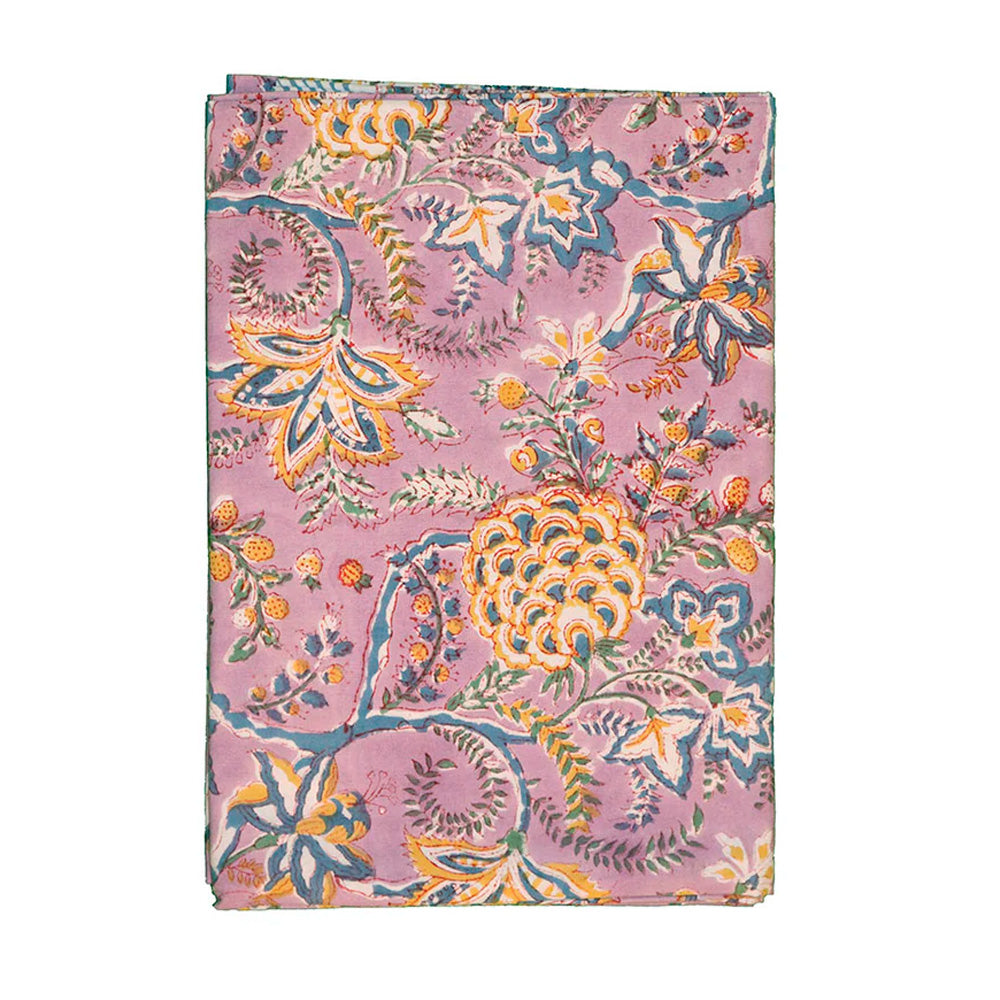 Masala Chaii Dug Blokprint Lilla Blomster