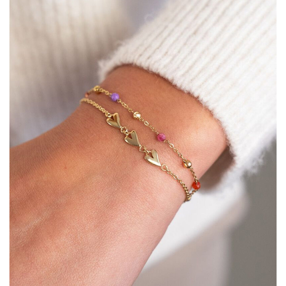 My Jewellery Smykker Armbånd Pink, Orange & Lilla Perler Guld