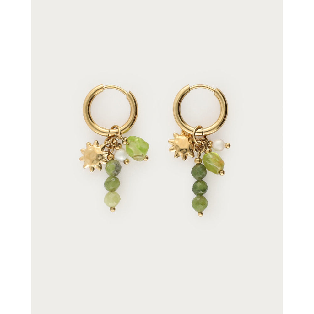 My Jewellery Smykker Øreringe Hoops Grønne Perler & Sol Guld