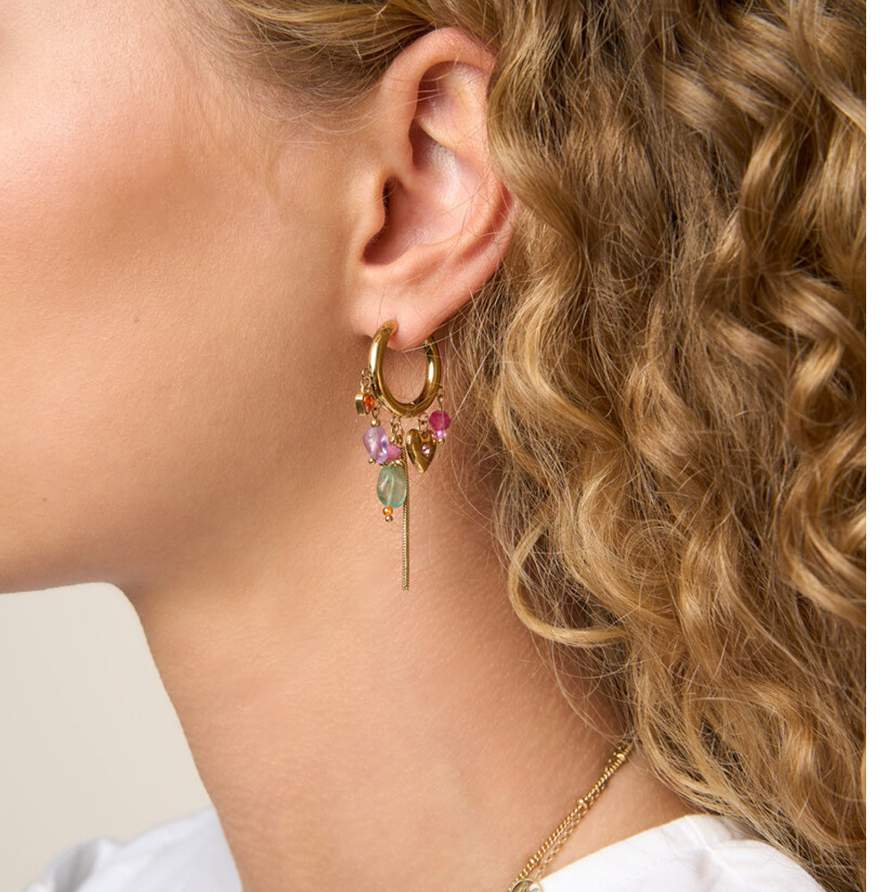 My Jewellery Smykker Hoops Hjerte & Multifarvede Perler Guld