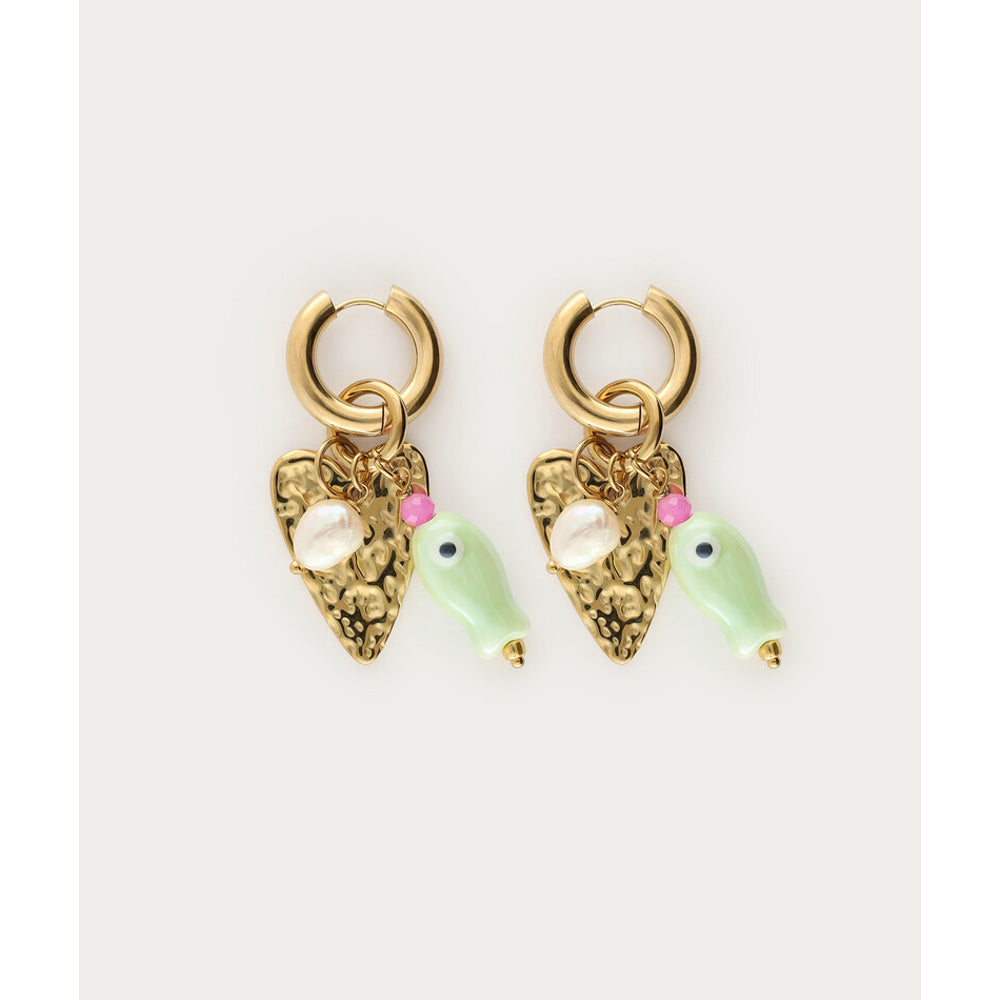 My Jewellery Hoops Med Grøn Fisk Og Hjerte