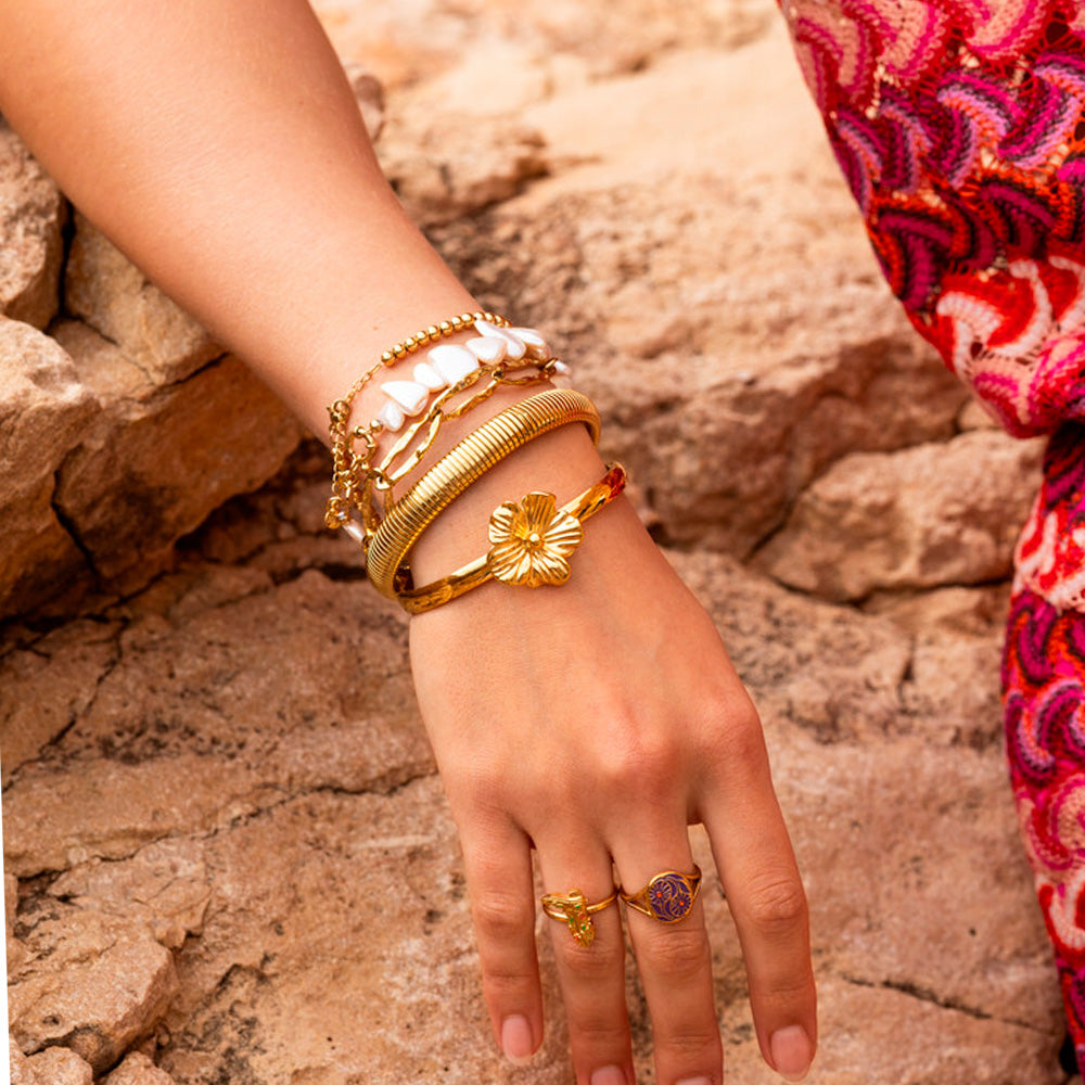 My Jewellery Smykker Armbånd Bangle Blomst Guld