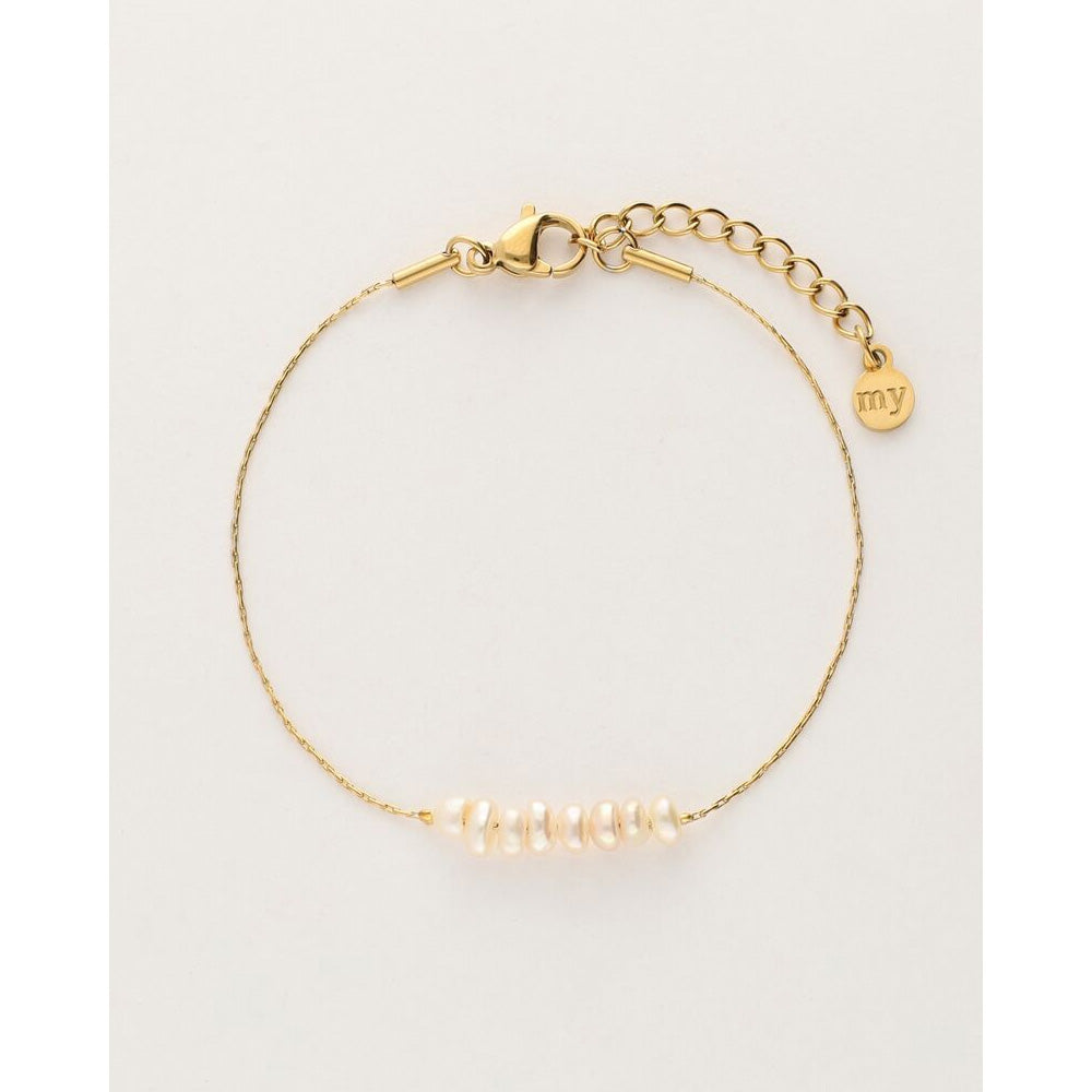 My Jewellery Smykker Armbånd Ferskvandsperler Stribe Guld