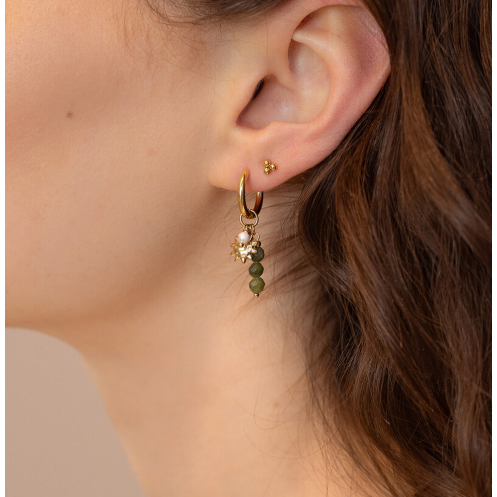 My Jewellery Smykker Øreringe Hoops Grønne Perler & Sol Guld