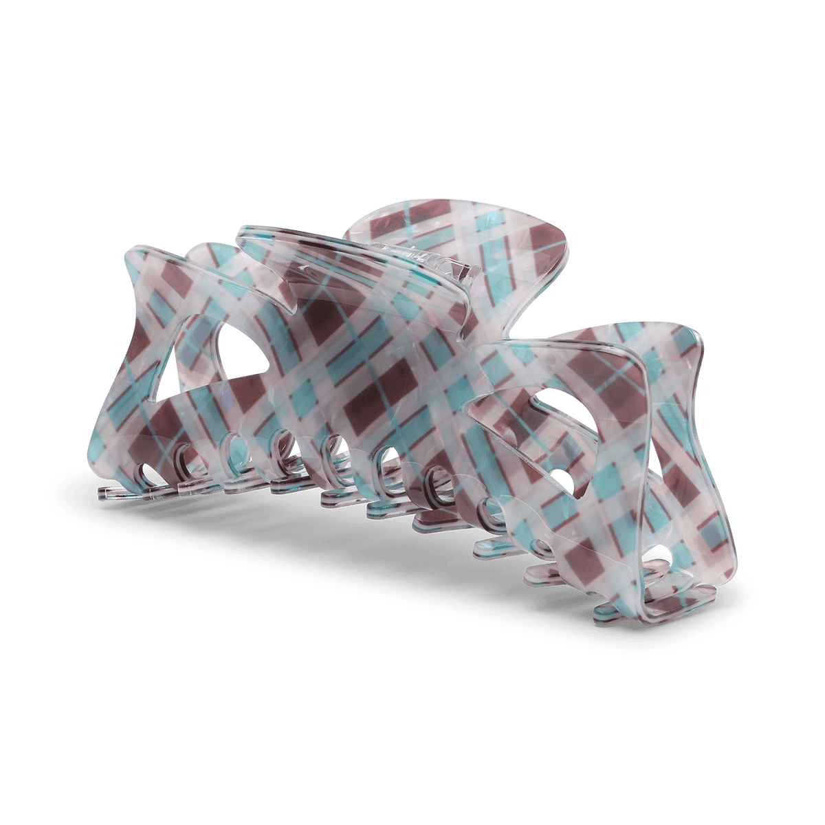 Bow Tartan Giga hårklemme i hvid og blå