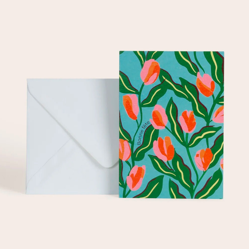 Season Paper Collection Kort Blomster "Bonne Fête - God Ferie"