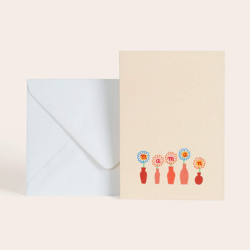 Season Paper Collection Kort Små Blomstervaser "Maman - Mor"