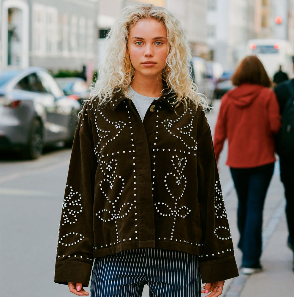 Sissel Edelbo Emme Jacket Brun Fløjl Rhinestones