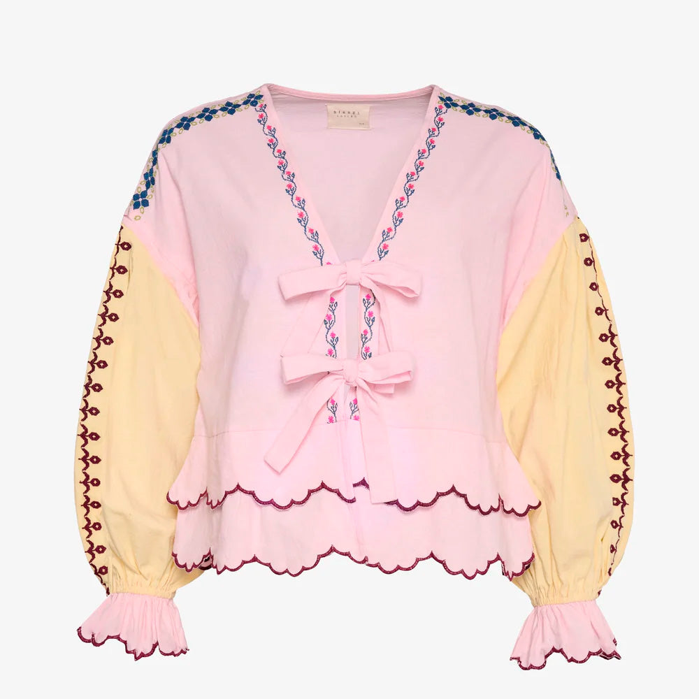 Sissel Edelbo Louise Organic Cotton Top Skjorte Lyserød/lysegul