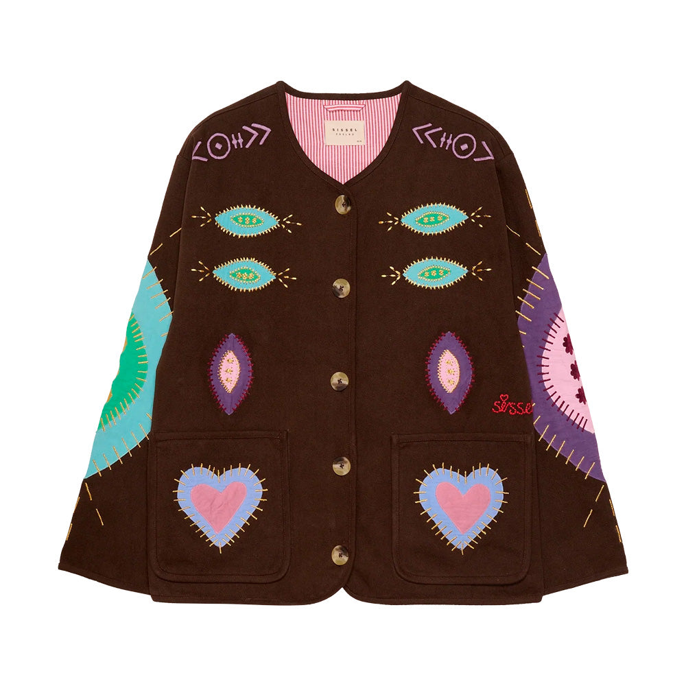 Sissel Edelbo Maggie Jacket Fudge Brown Broderi