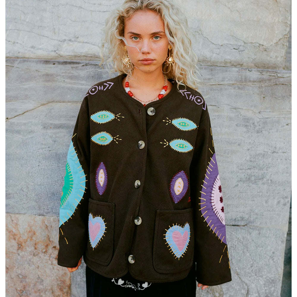 Sissel Edelbo Maggie Jacket Fudge Brown Broderi