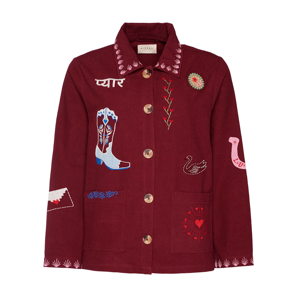 Sissel Edelbo My Jacket Burgundy Broderi